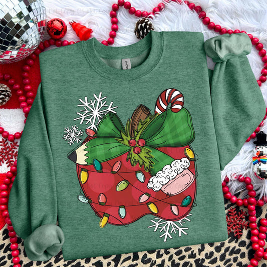 Teacher Christmas Apple - Tee, Long Sleeve Tee, Sweatshirt