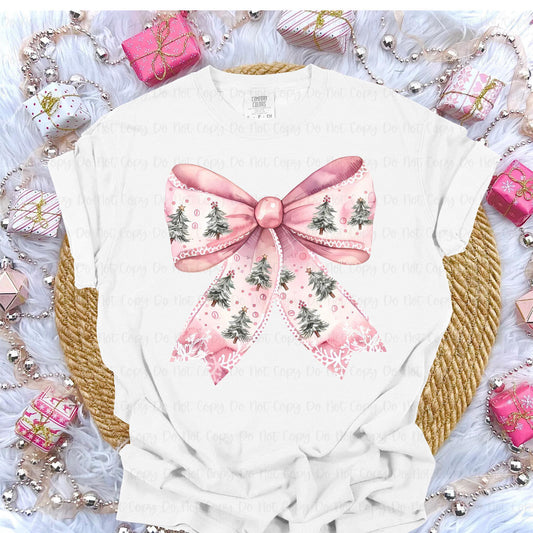 Pink Christmas Coquette Bow - Tee, Long Sleeve Tee, Sweatshirt