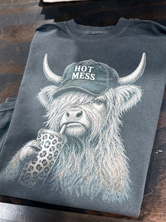 Hot Mess Highland Cow Tee