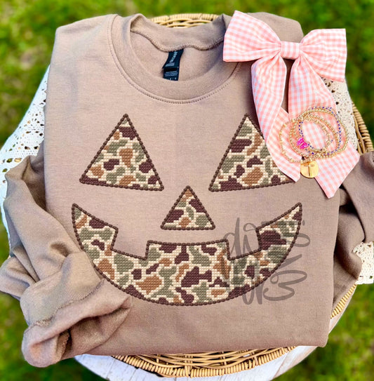 Jack O Lantern Camo Faux Stitch Shirt