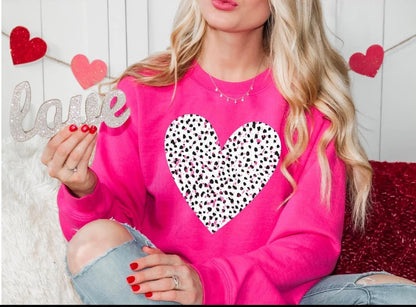 Valentine's Day Dalmatian Heart - Adult Short Sleeve Tee, Long Sleeve, Sweatshirt