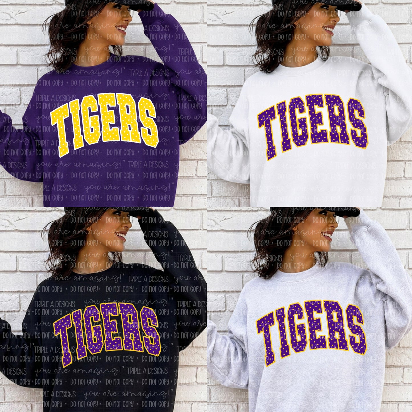 Tigers Polka Dot- Short Sleeve Tee, Long Sleeve Tee, Sweatshirt