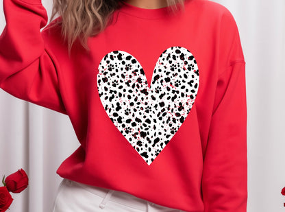 Valentine's Day Dalmatian Heart - Adult Short Sleeve Tee, Long Sleeve, Sweatshirt