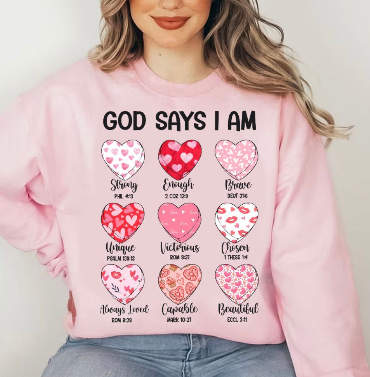 God Says I Am Heart Valentine's Day - Adult Short Sleeve Tee, Long Sleeve, Sweatshirt