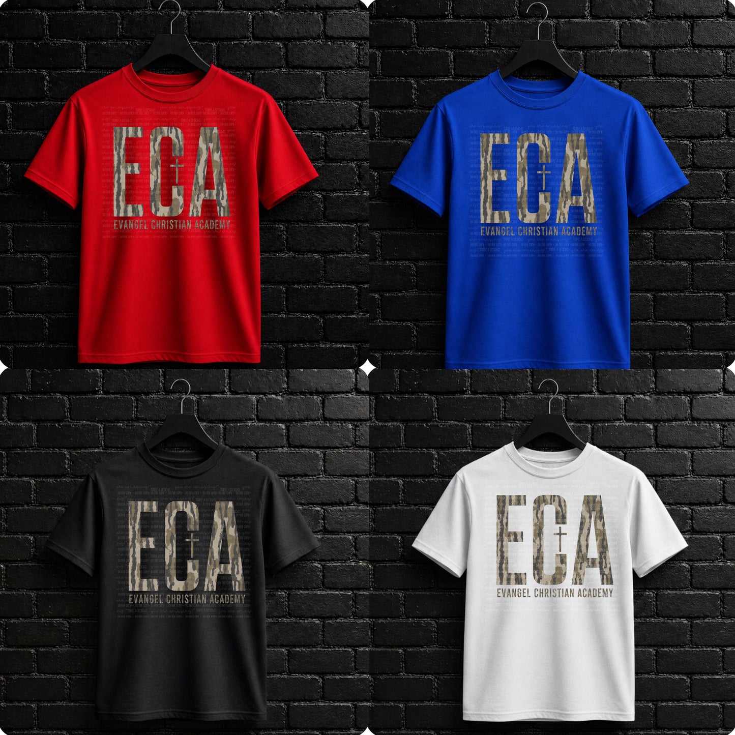 ECA (Evangel) Bottomland Camo- Short Sleeve Tee, Long Sleeve Tee, Sweatshirt