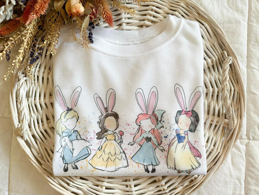 Watercolor Princesses Bunny Ears- Youth/Adult Tee, Long Sleeve Tee, Sweatshirt