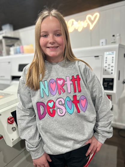 North Desoto Valentine's Day Doodle -Long Sleeve Tee, Sweatshirt