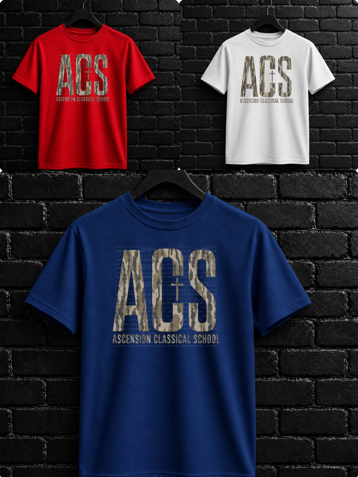 ACS (Ascension classical school) Bottomland Camo- Short Sleeve Tee, Long Sleeve Tee, Sweatshirt