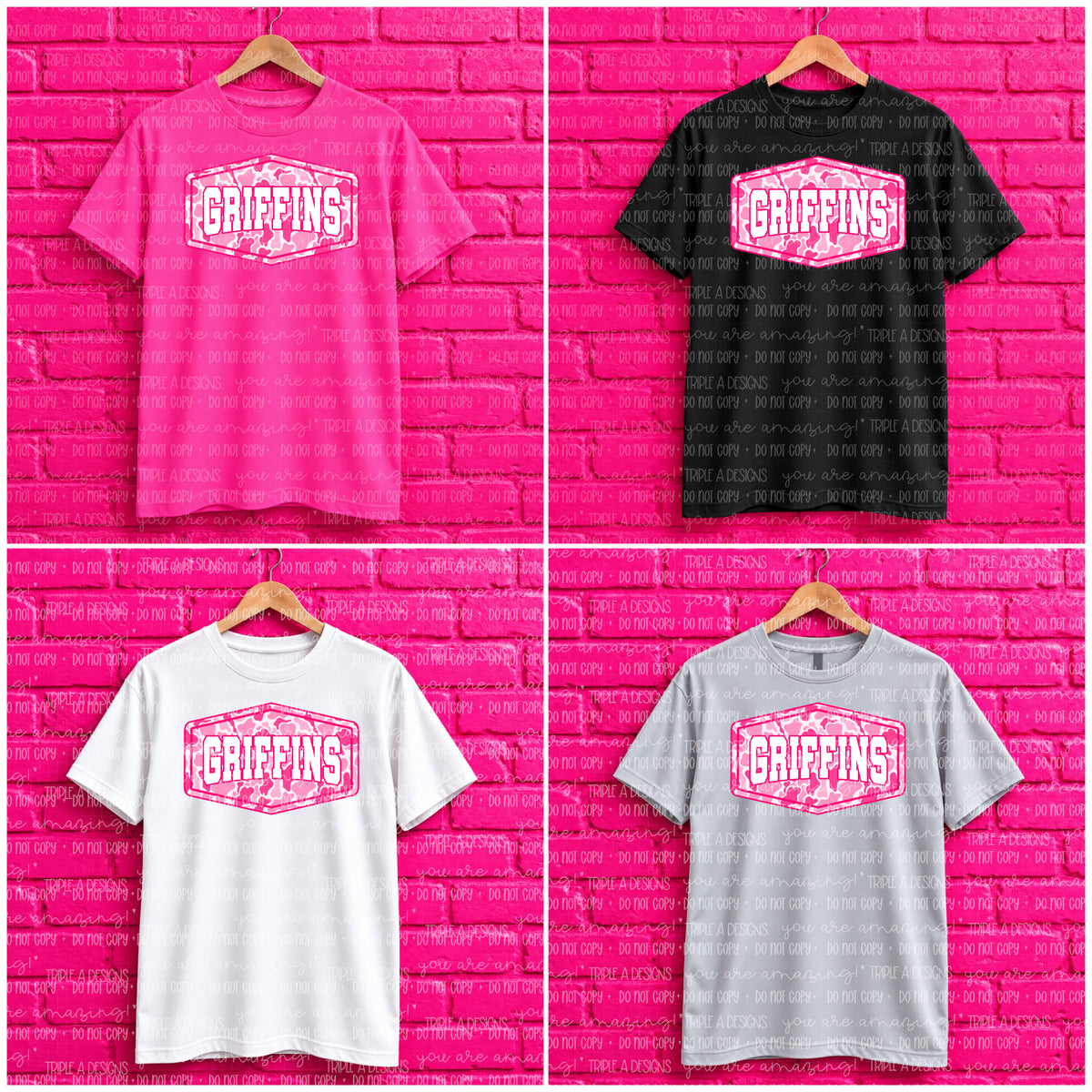 Griffins Pink Camo- Short Sleeve Tee, Sweatshirt