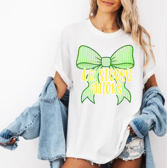 A.C. Steere Gators/Seersucker Bow-Short Sleeve Tee, Long Sleeve Tee, Sweatshirt