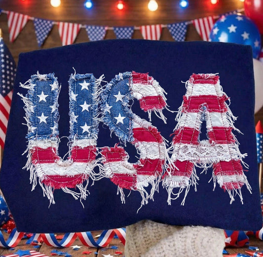 Faux Patchwork USA - DTF Transfer