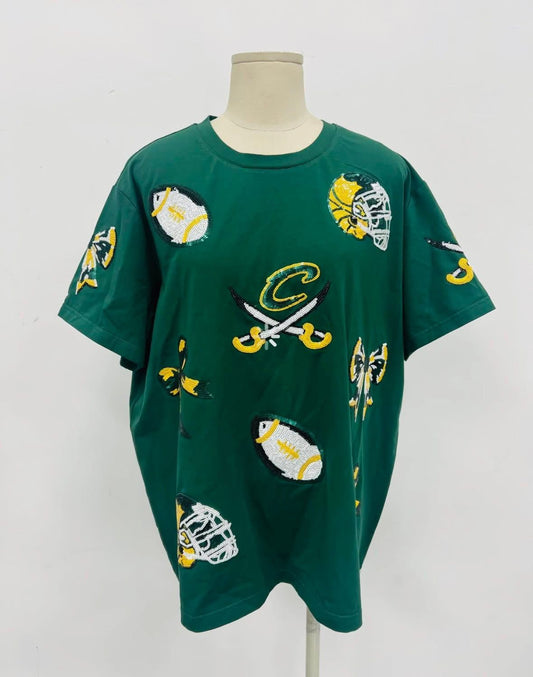 Calvary Football Bow Real Sequins Top-Adult (Triple A Exclusive)