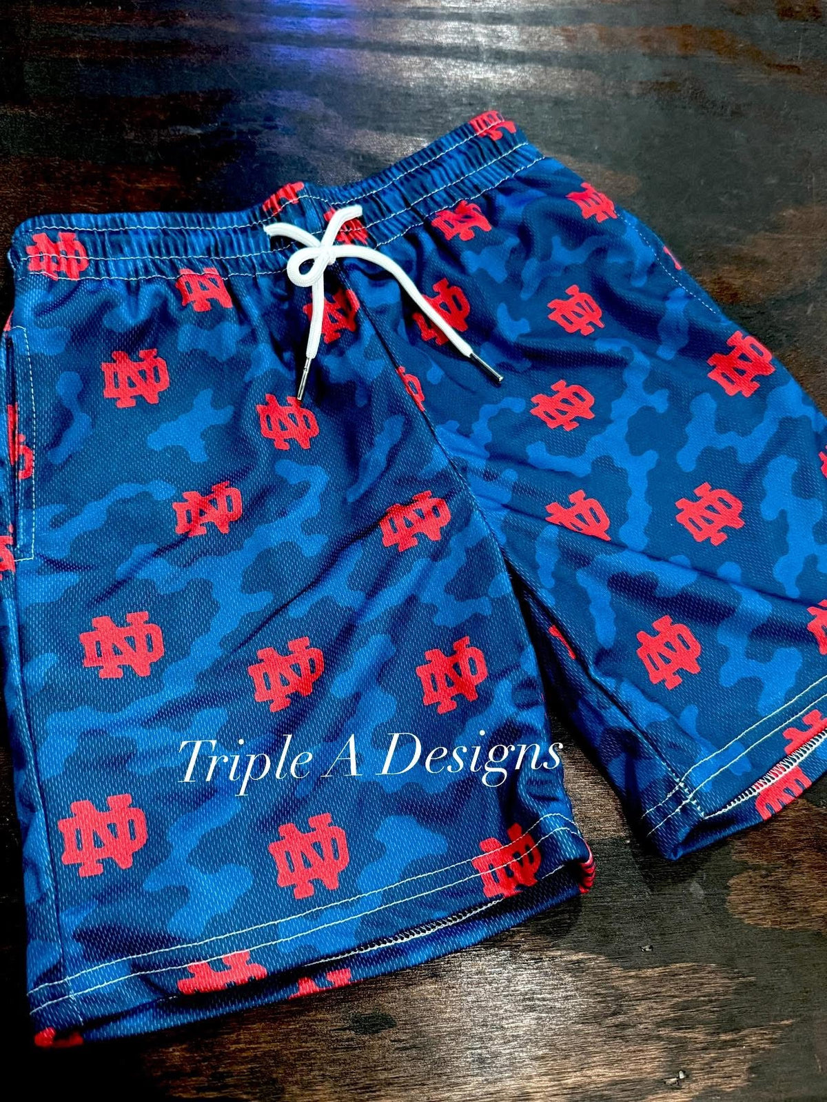 ND Boys Red/Navy Camo Shorts-Ready for Pickup/RTS