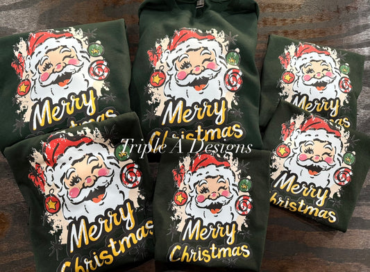 Merry Christmas Rosy Cheeks Santa - Short Sleeve Tee, Sweatshirt