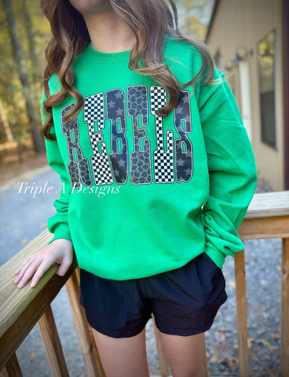 ✨Rebels✨ Checkered Stars Leopard Design - Short Sleeve Tee, Sweatshirt