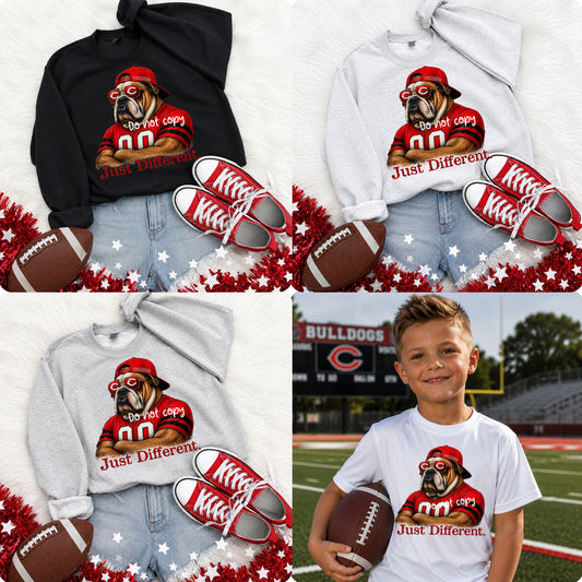 Carthage Bulldogs Just Different - Short Sleeve Tee, Sweatshirt