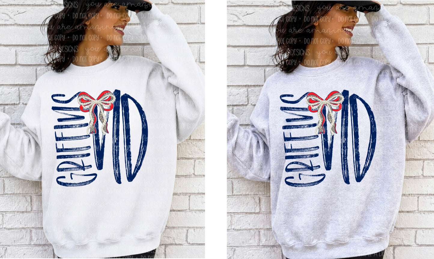 ND Griffins/Pearl Bow- Short Sleeve Tee, Long Sleeve Tee, Sweatshirt