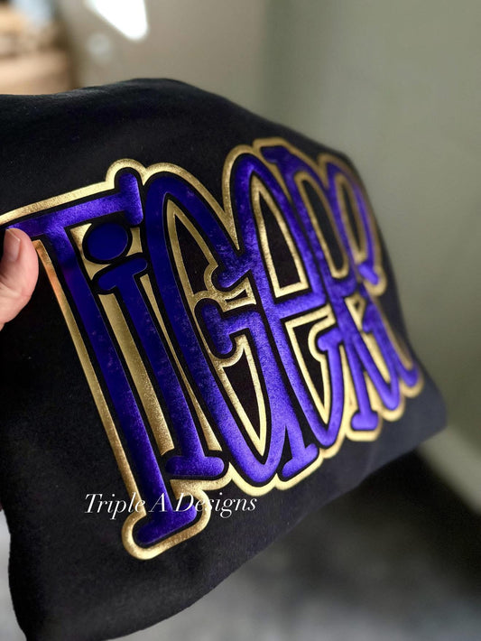 Tigers Puff- Short Sleeve Tee, Long Sleeve Tee, Sweatshirt (up to 4week turnaround time not including holidays/weekends)