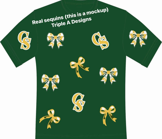 ✨PREORDER✨Captain Shreve Logo/Bow Real Sequins Top- (Triple A Exclusive)