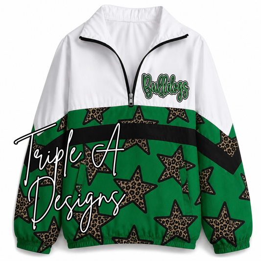 PRE-ORDER- Bulldogs/Leopard Stars Windbreaker Jackets (TAT 4-6 weeks)