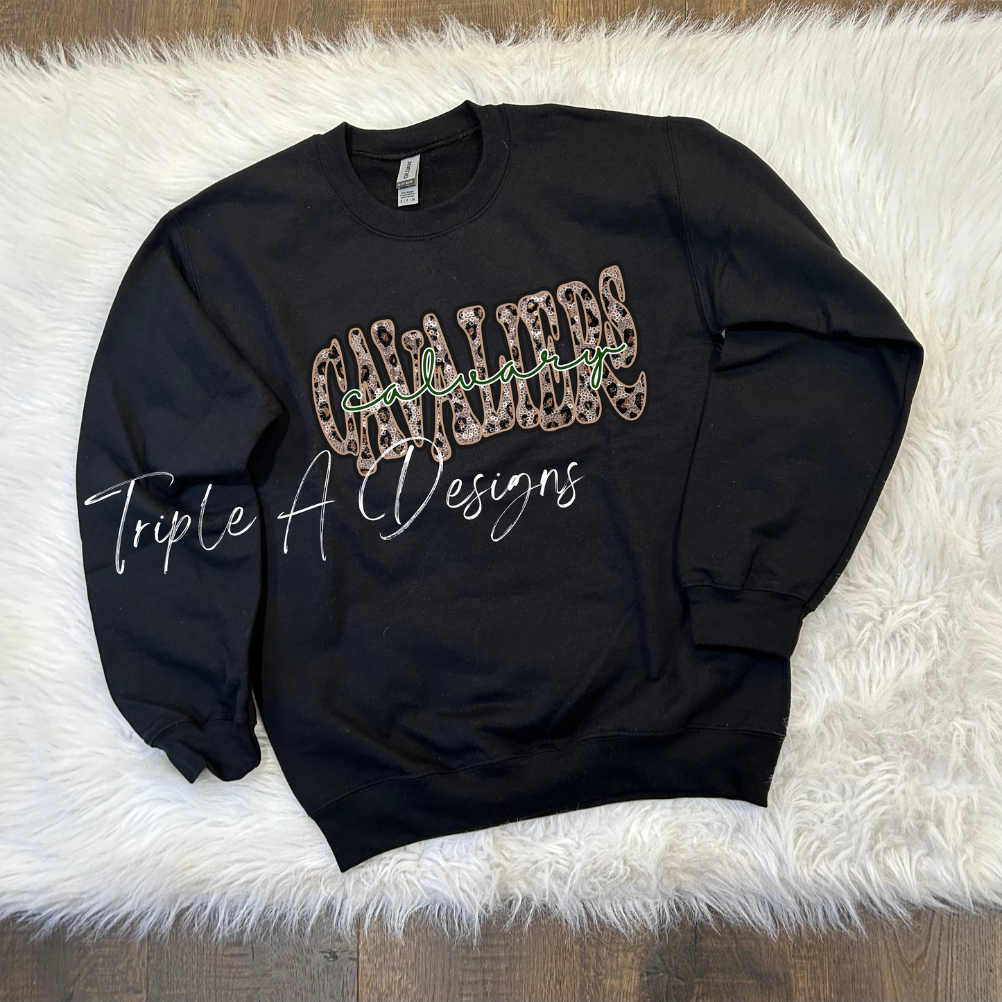 Faux Leopard Sequins "Cavaliers" -Long Sleeve Tee, Sweatshirt