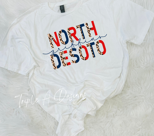 North Desoto Griffins Design 039-Short Sleeve Tee, Long Sleeve Tee