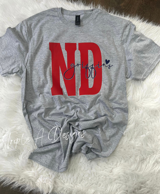 North Desoto Griffins Design 013-Short Sleeve Tee, Long Sleeve Tee