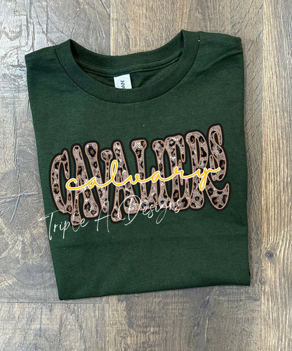 Faux Leopard Sequins "Cavaliers" -Short Sleeve Tee