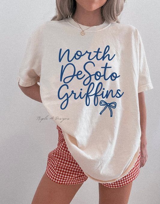 North Desoto Griffins/Bow Design 2-Short Sleeve Tee, Long Sleeve Tee, Sweatshirt