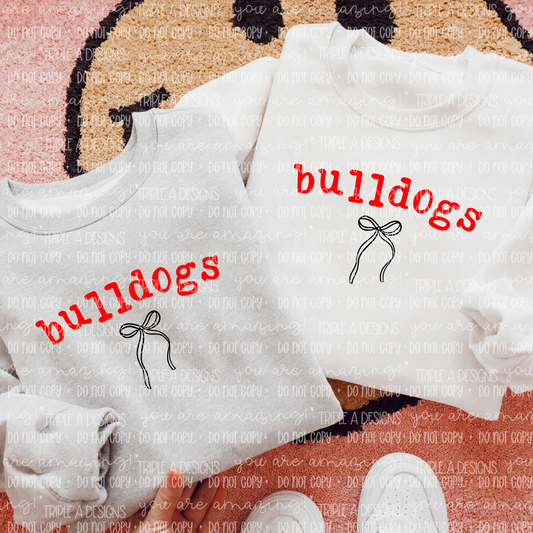 Bulldogs Coquette Design- Short Sleeve Tee, Long Sleeve Tee, Sweatshirt