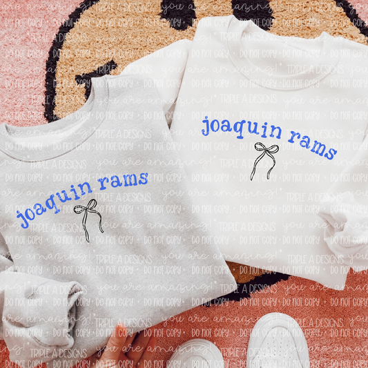 Joaquin Rams Coquette Design- Short Sleeve Tee, Long Sleeve Tee, Sweatshirt