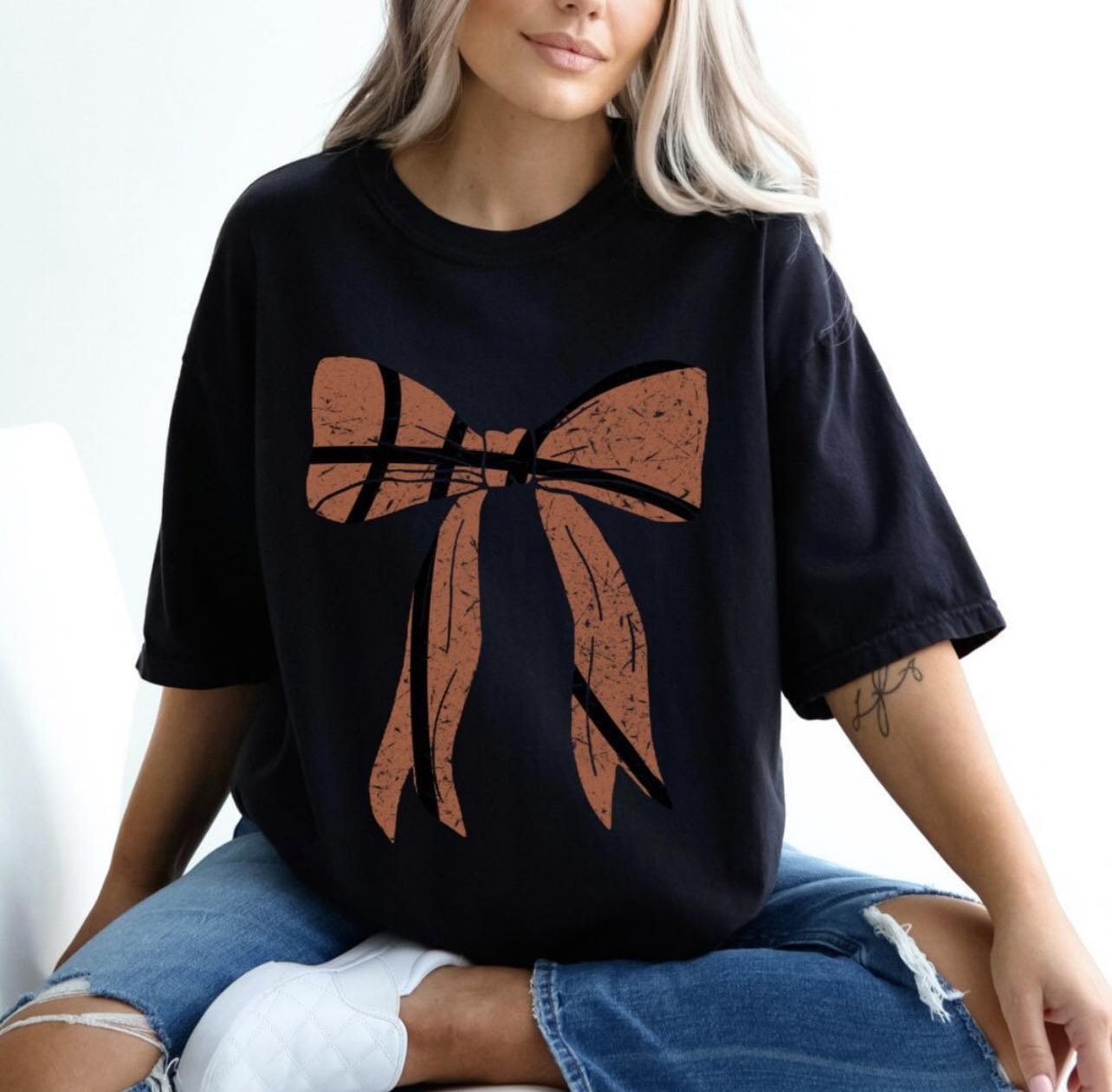 Sports Print Coquette Bow - Adult Short Sleeve Tee