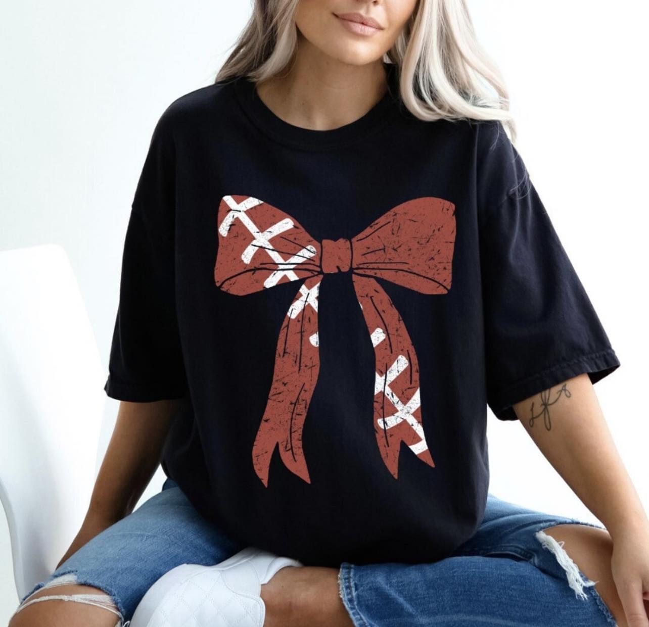 Sports Print Coquette Bow - Adult Short Sleeve Tee