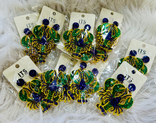 Mardi Gras Crawfish Earrings