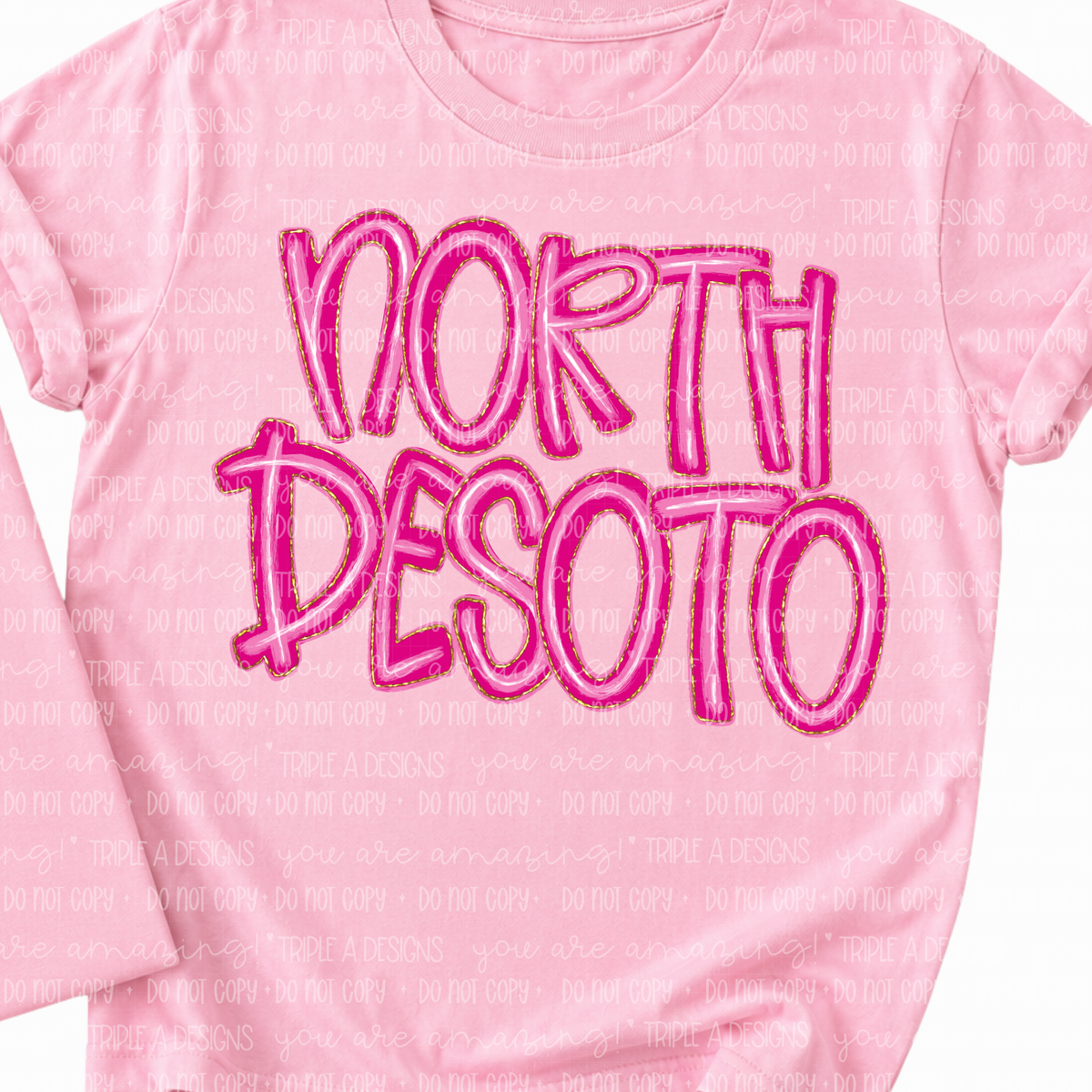 North Desoto- Gold Glitzy Pink Short Sleeve Tee, Sweatshirt