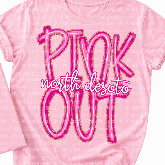 Pink Out North Desoto- Gold Glitzy Pink Short Sleeve Tee, Sweatshirt