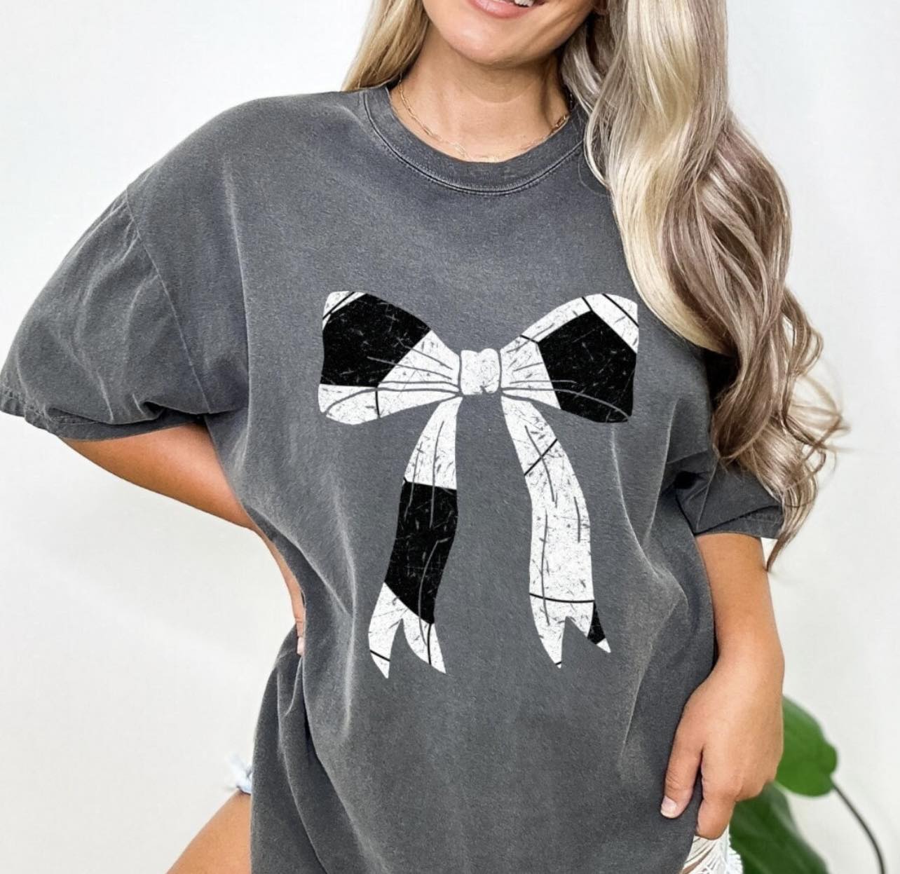 Sports Print Coquette Bow - Adult Short Sleeve Tee